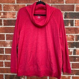 Sonoma Womens XL Red Cowl Neck Kangaroo Pocket Tunic Sweater